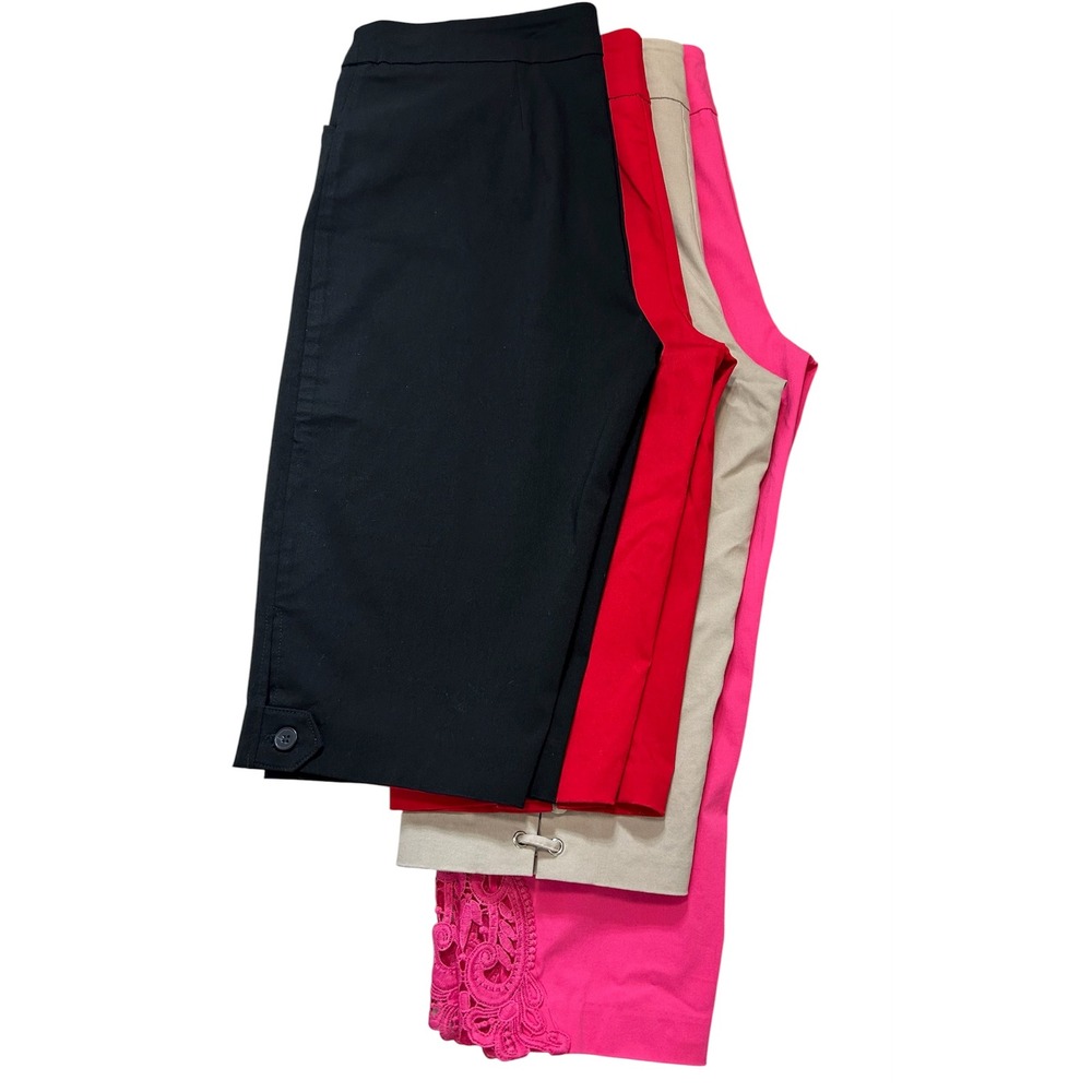 Bundle 4 Jessica Riley Solid Colors Cropped Bermuda Pull up Pants L/12